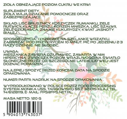 FPS ZIOLA obnizajace poziom cukru we krwi skład